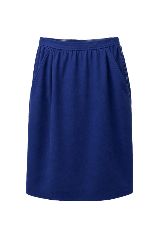 1970s Royal Blue Polyester Skirt - Front View