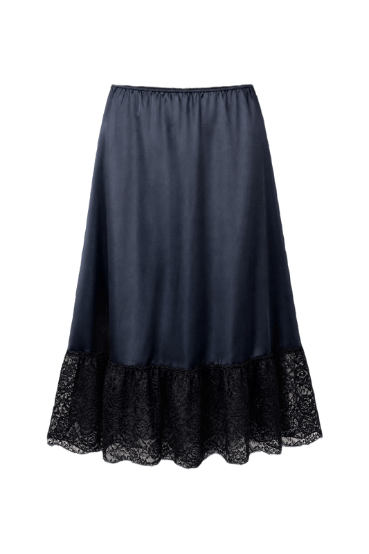 1960s Navy Blue Nylon Skirt - Front View