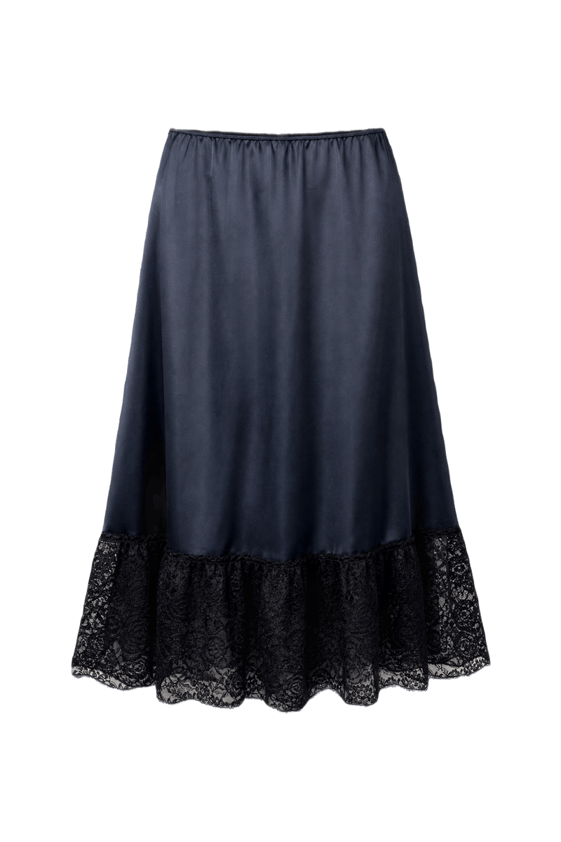 1960s Navy Blue Nylon Skirt - Front View