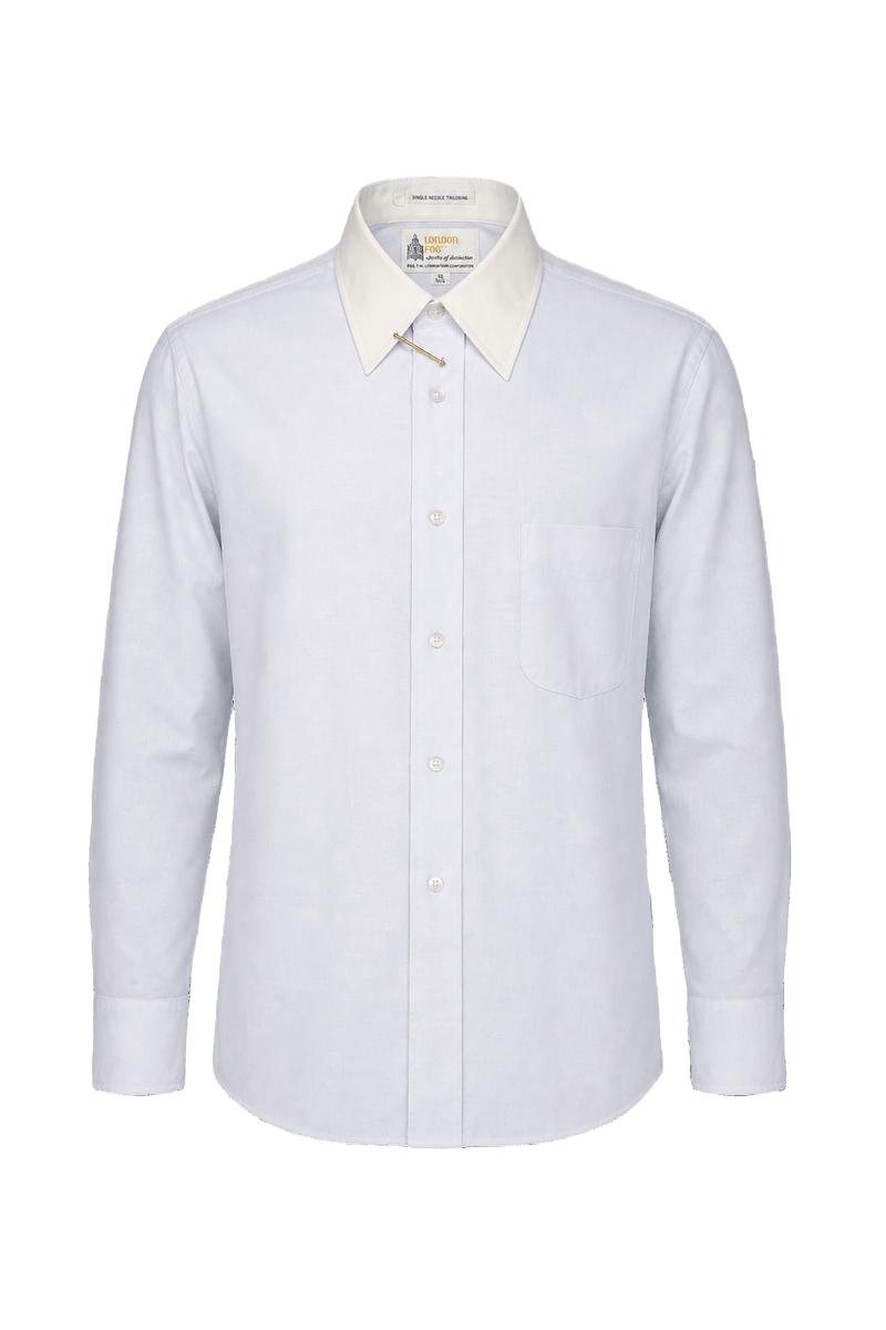 1970s Light Blue Cotton Dress Shirt - Front View
