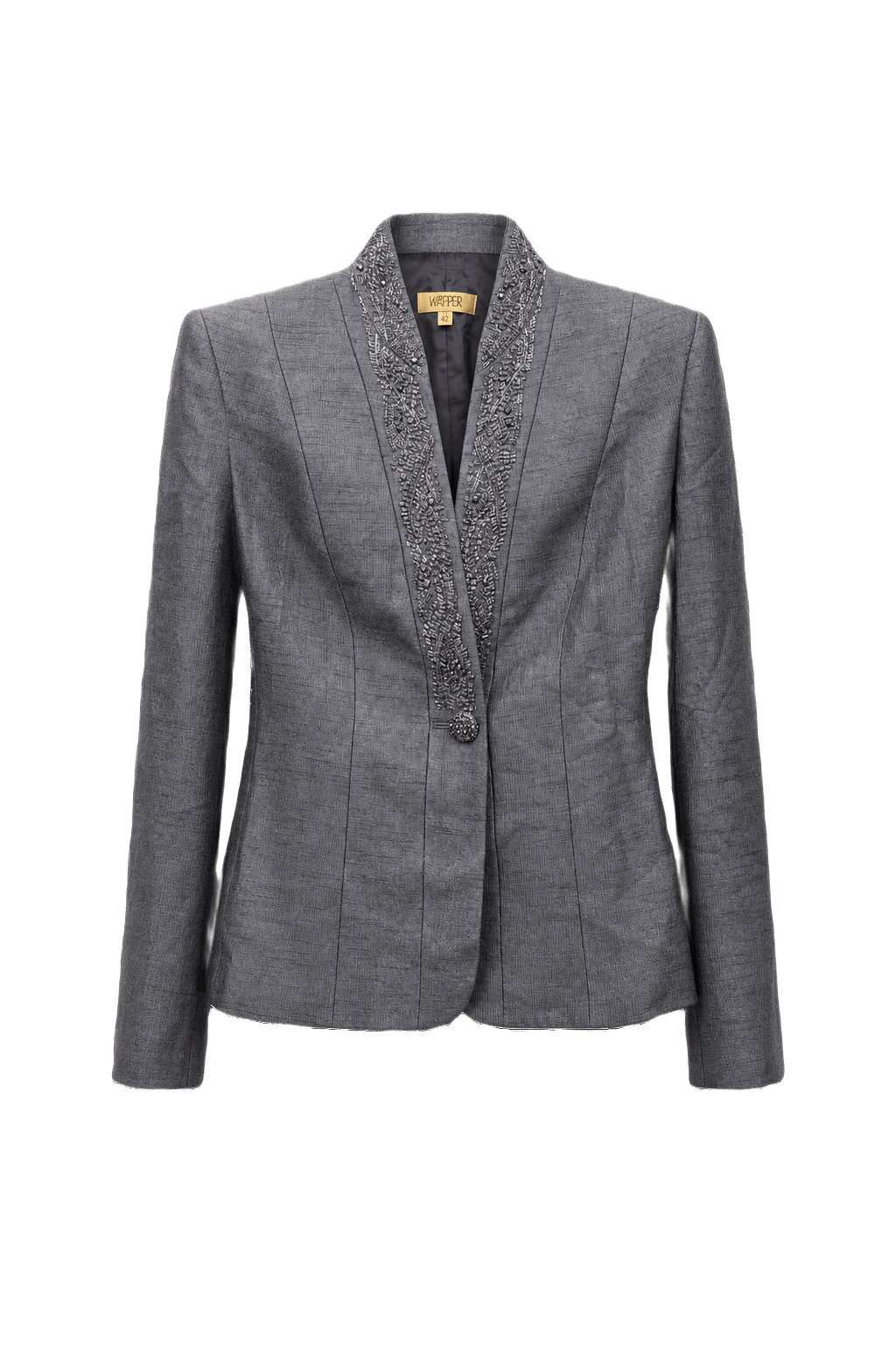 1980s Gray Polyester Blend Blazer - Front View