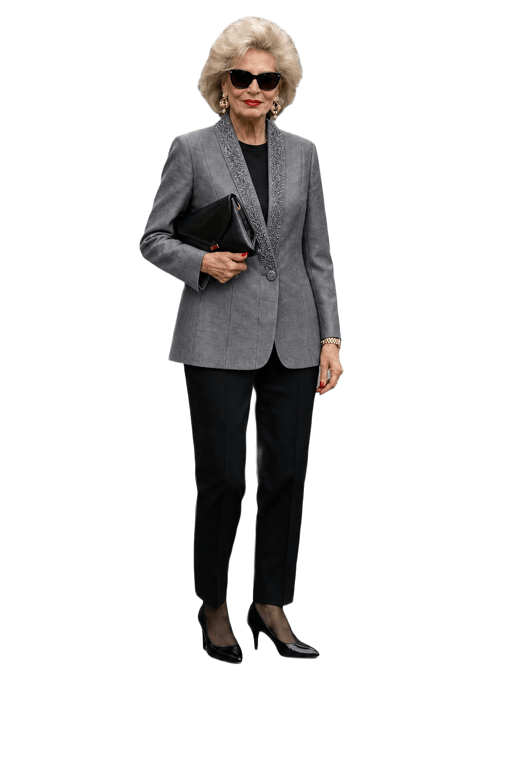 1980s Gray Polyester Blend Blazer - Model