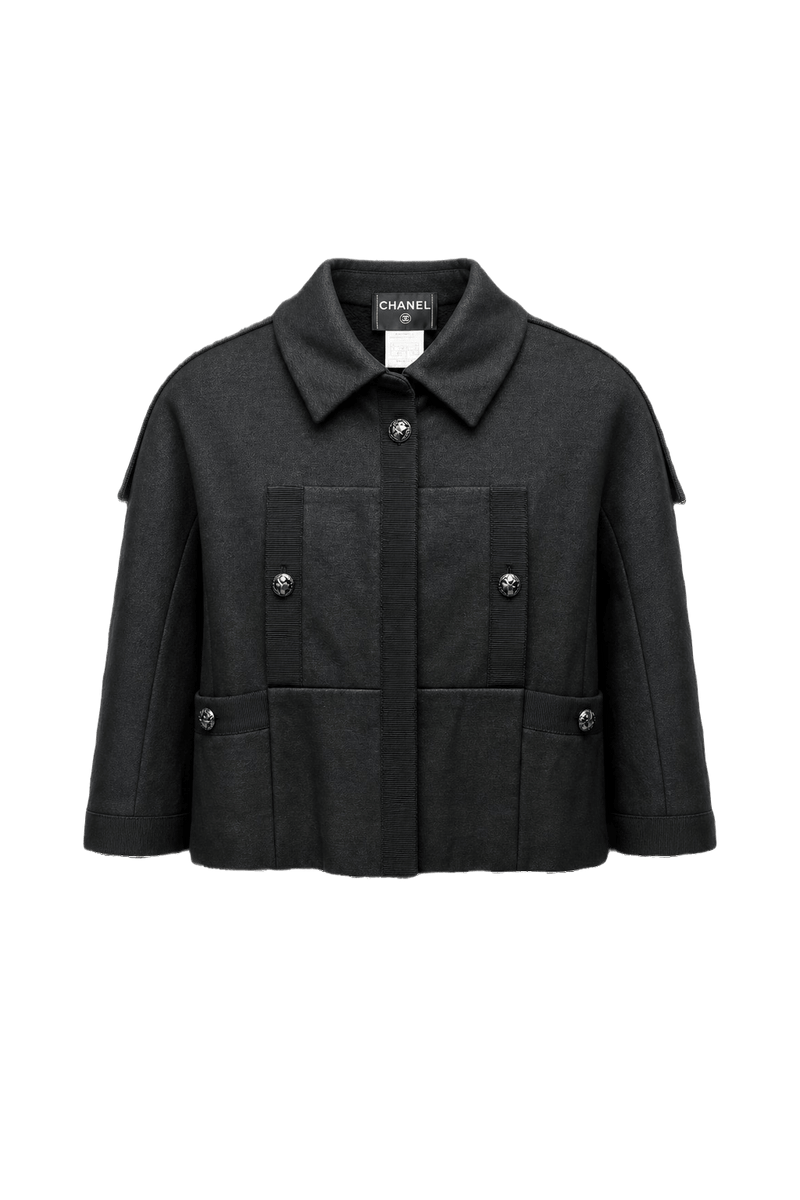 1980s Dark Grey Unknown Jacket - Front View