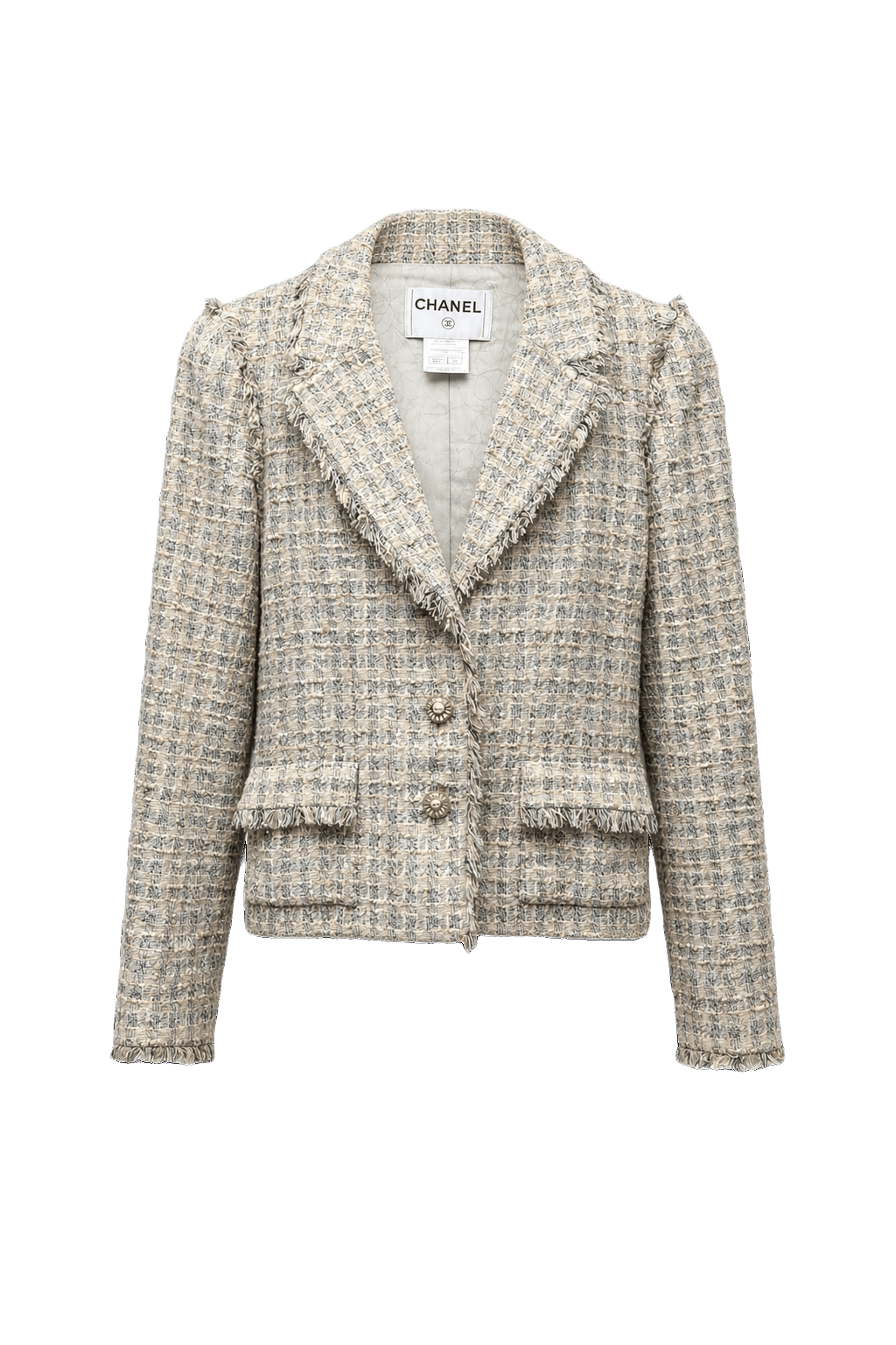 1980s Cream Tweed Blazer - Front View