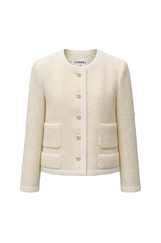 1980s Cream Wool Jacket - Front View