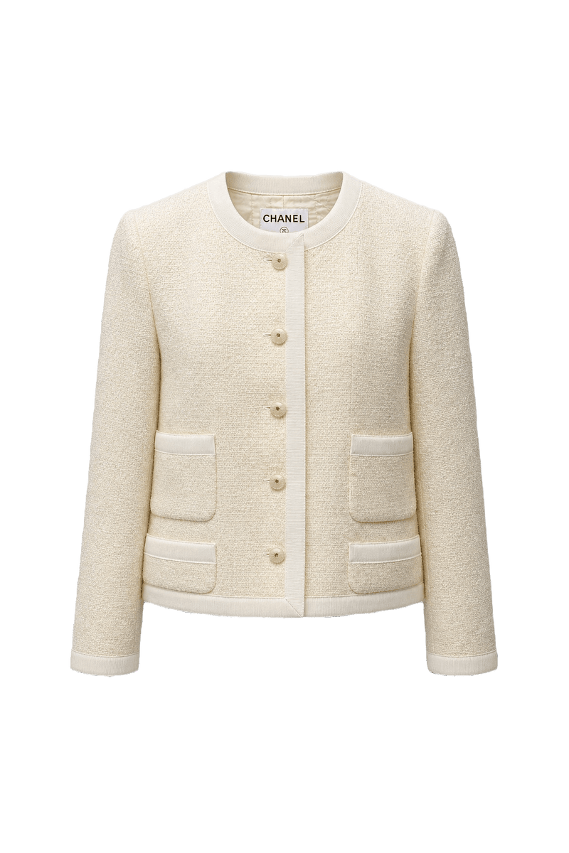 1980s Cream Wool Jacket - Front View
