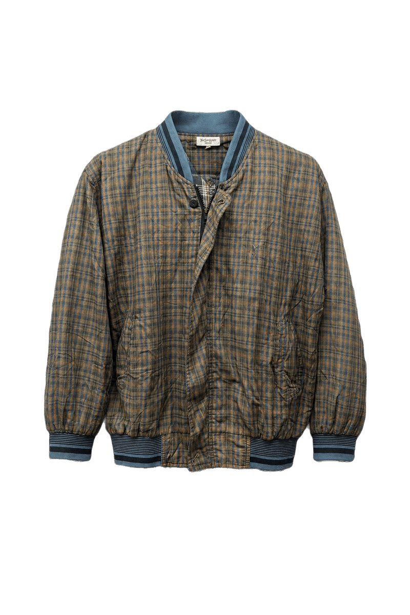 1980s Green Cotton Blend Jacket - Front View