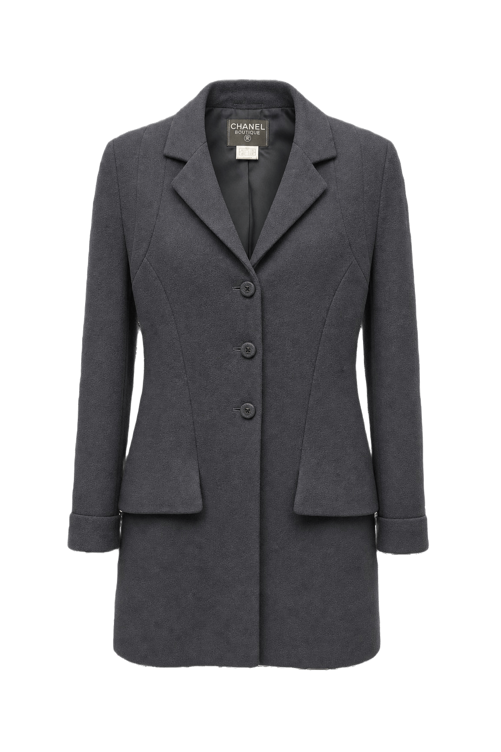 1980s Navy Blue Wool Blend Blazer - Front View