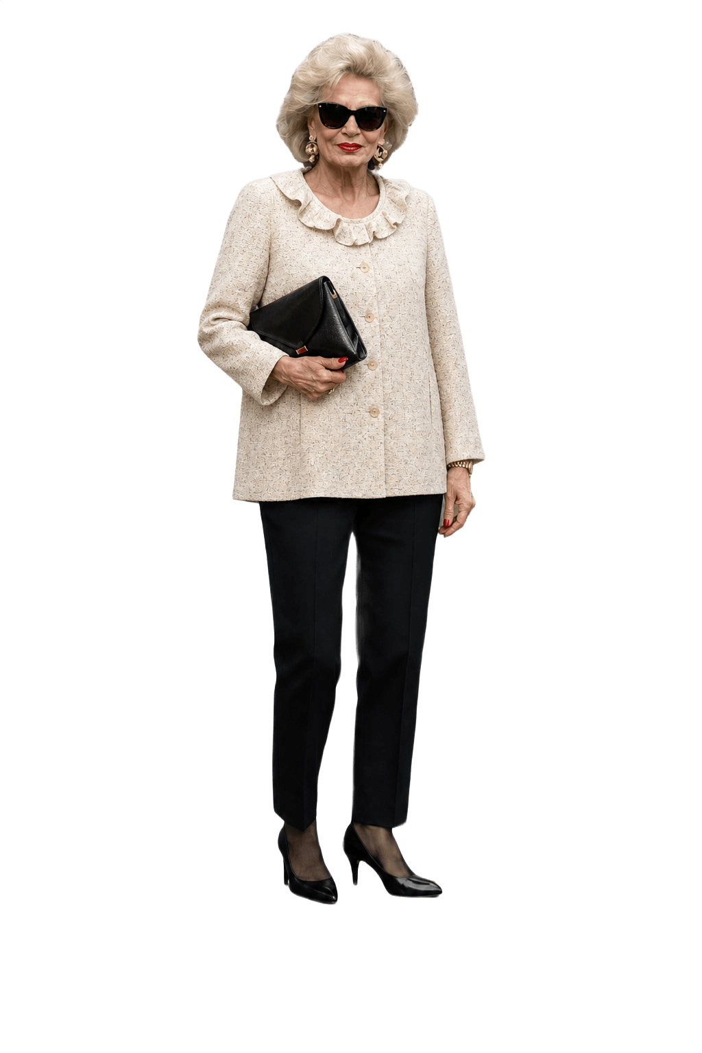 1980s Cream Wool Blend Jacket - Model