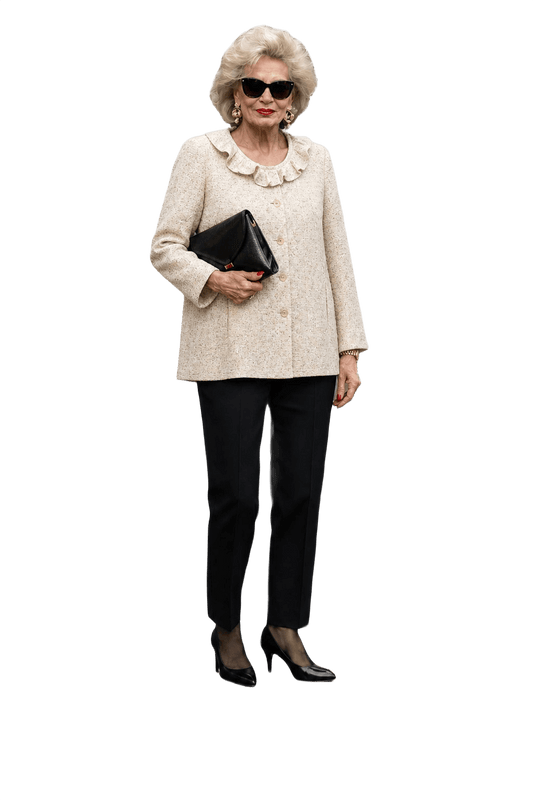 1980s Cream Wool Blend Jacket - Model