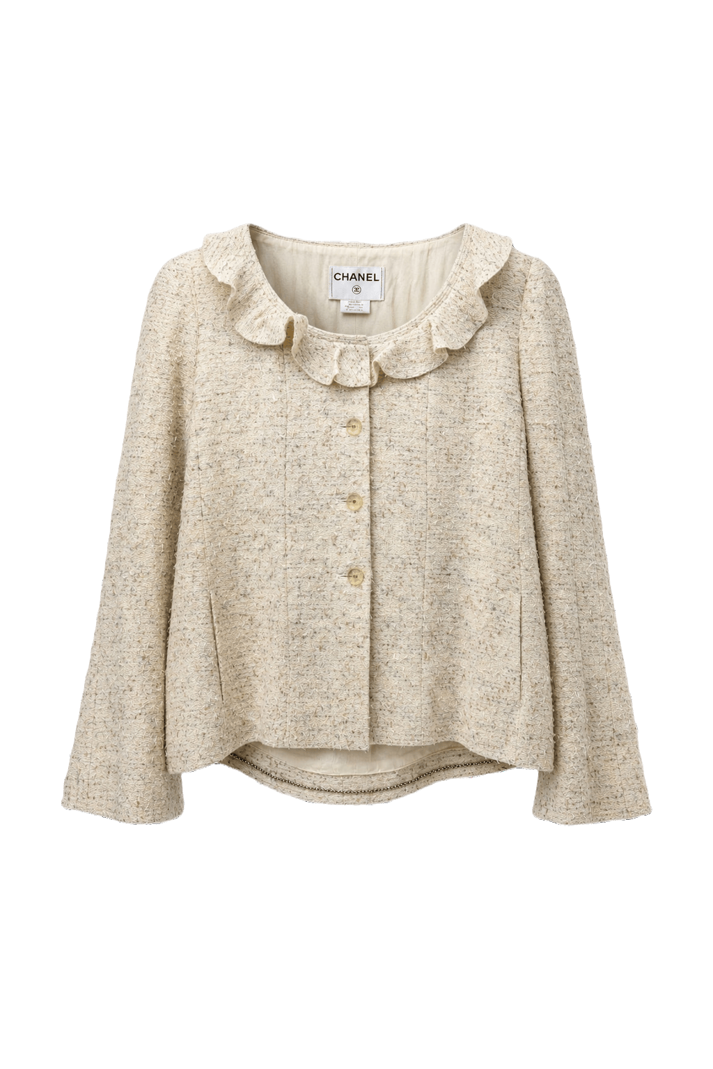 1980s Cream Wool Blend Jacket - Front View