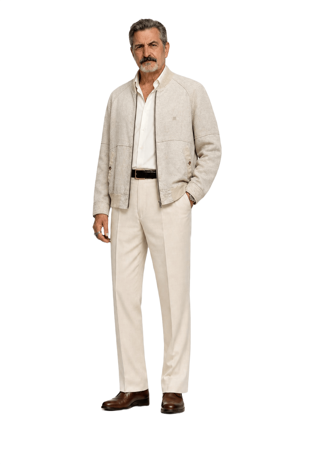 1980s Beige Linen Blend Jacket - Model
