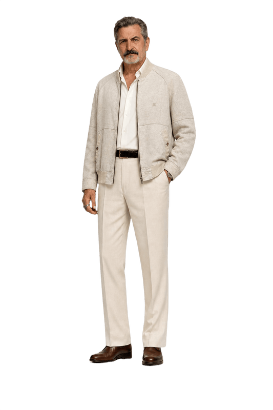 1980s Beige Linen Blend Jacket - Model