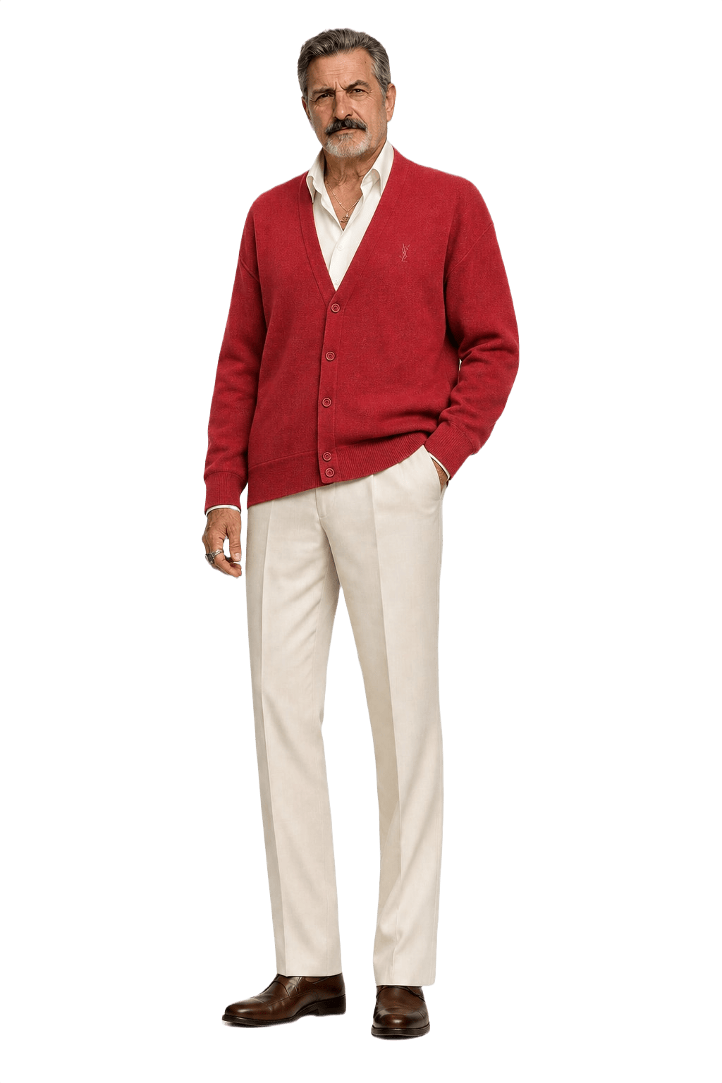 1980s Maroon Wool Cardigan - Model