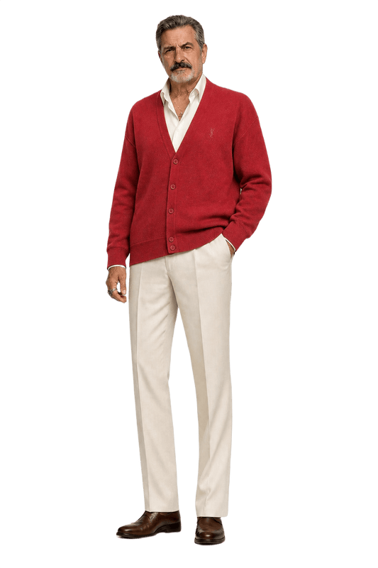 1980s Maroon Wool Cardigan - Model