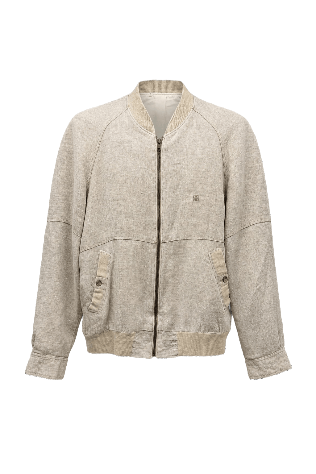 1980s Beige Linen Blend Jacket - Front View