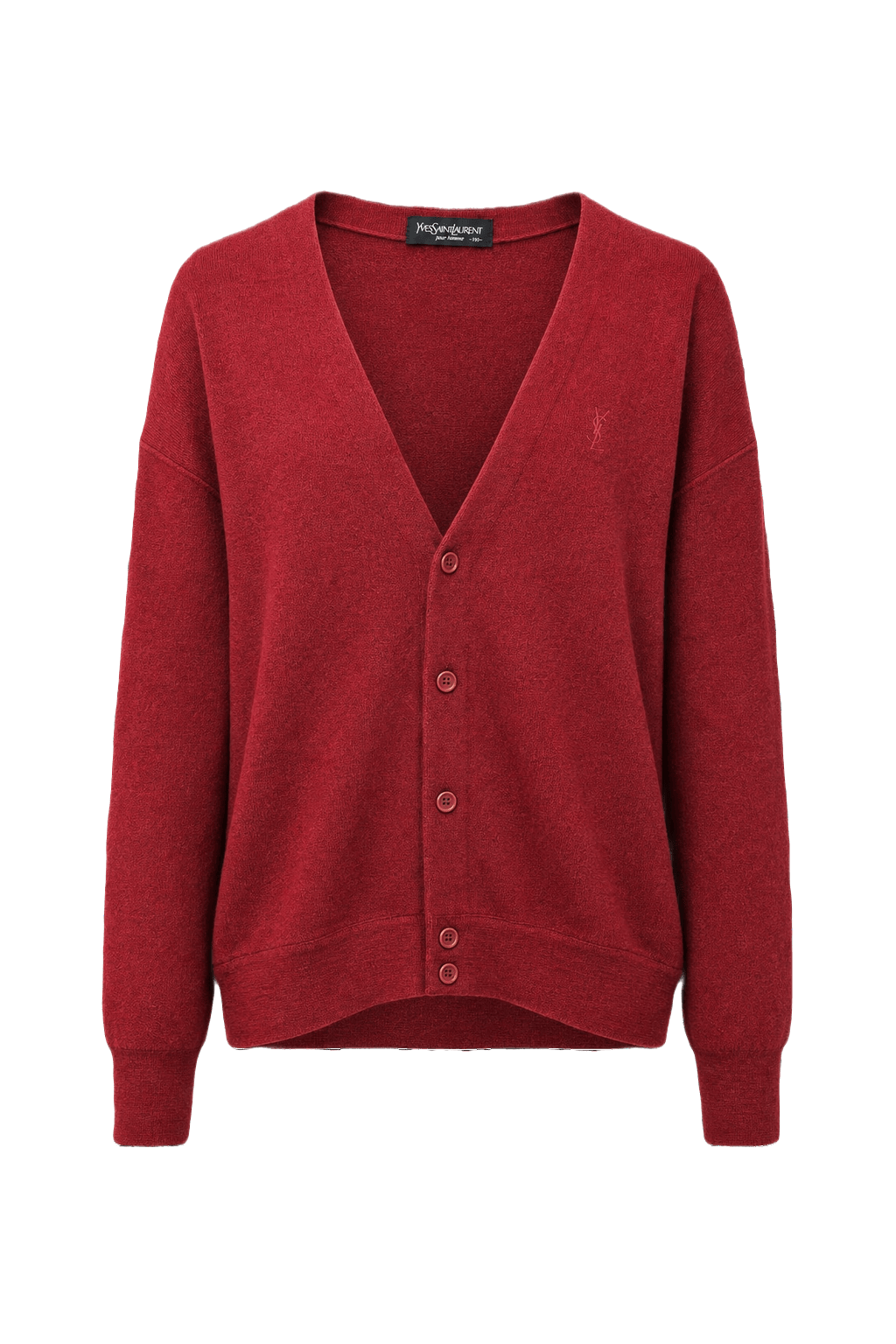 1980s Maroon Wool Cardigan - Front View