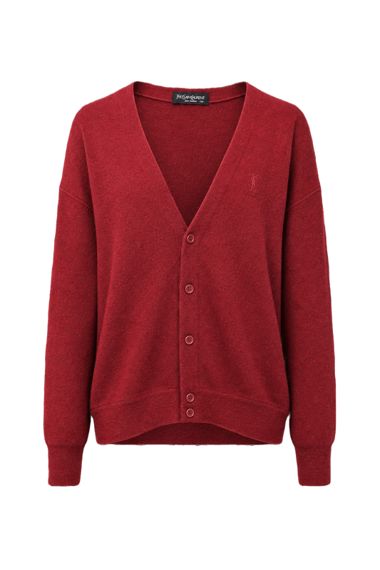1980s Maroon Wool Cardigan - Front View