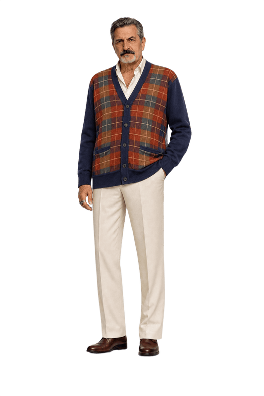 1980s Navy Blue Wool Blend Cardigan - Model
