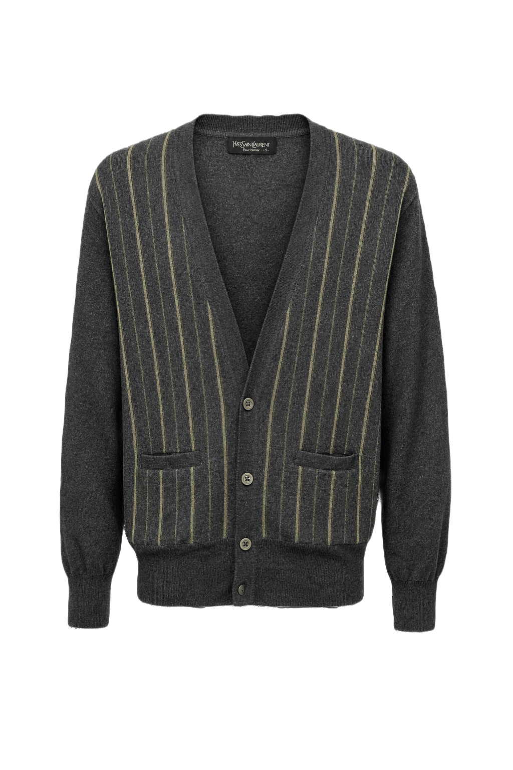 1980s Charcoal Grey Wool Cardigan - Front View