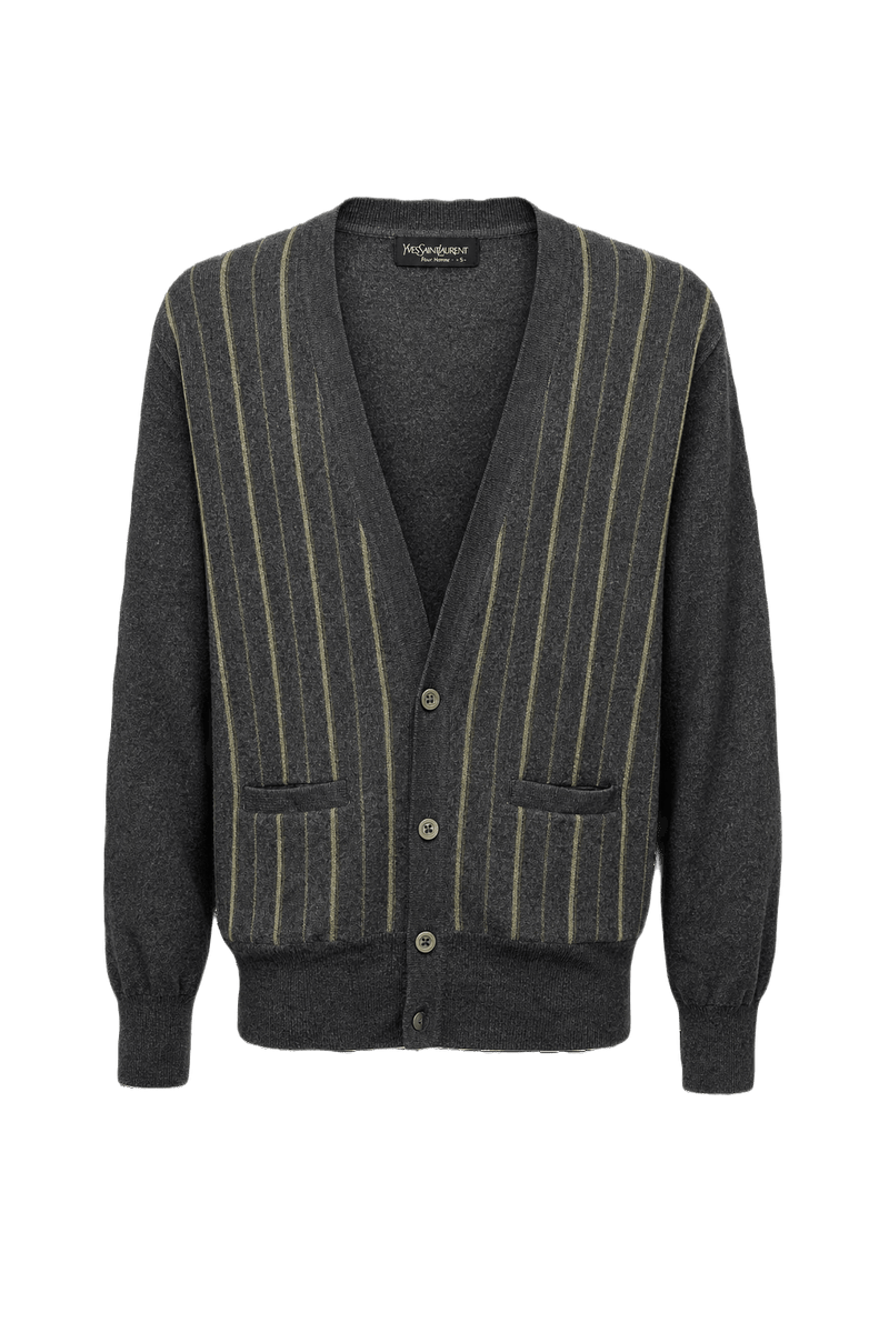 1980s Charcoal Grey Wool Cardigan - Front View