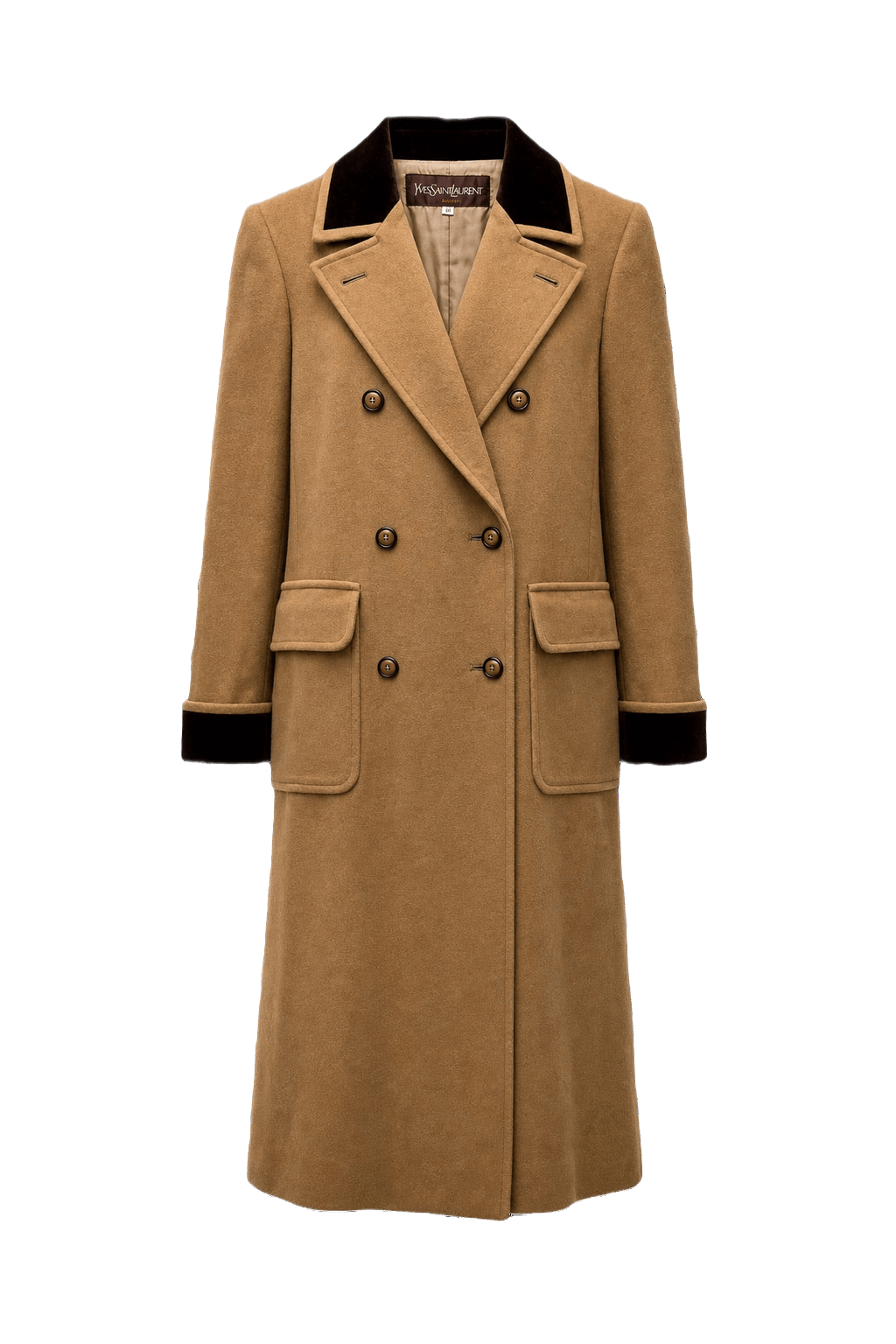 1970s Camel Wool Blend Coat - Front View
