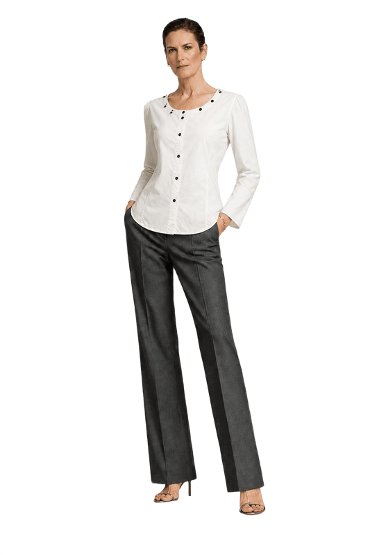 1990s White Cotton Blend Blouse - Model