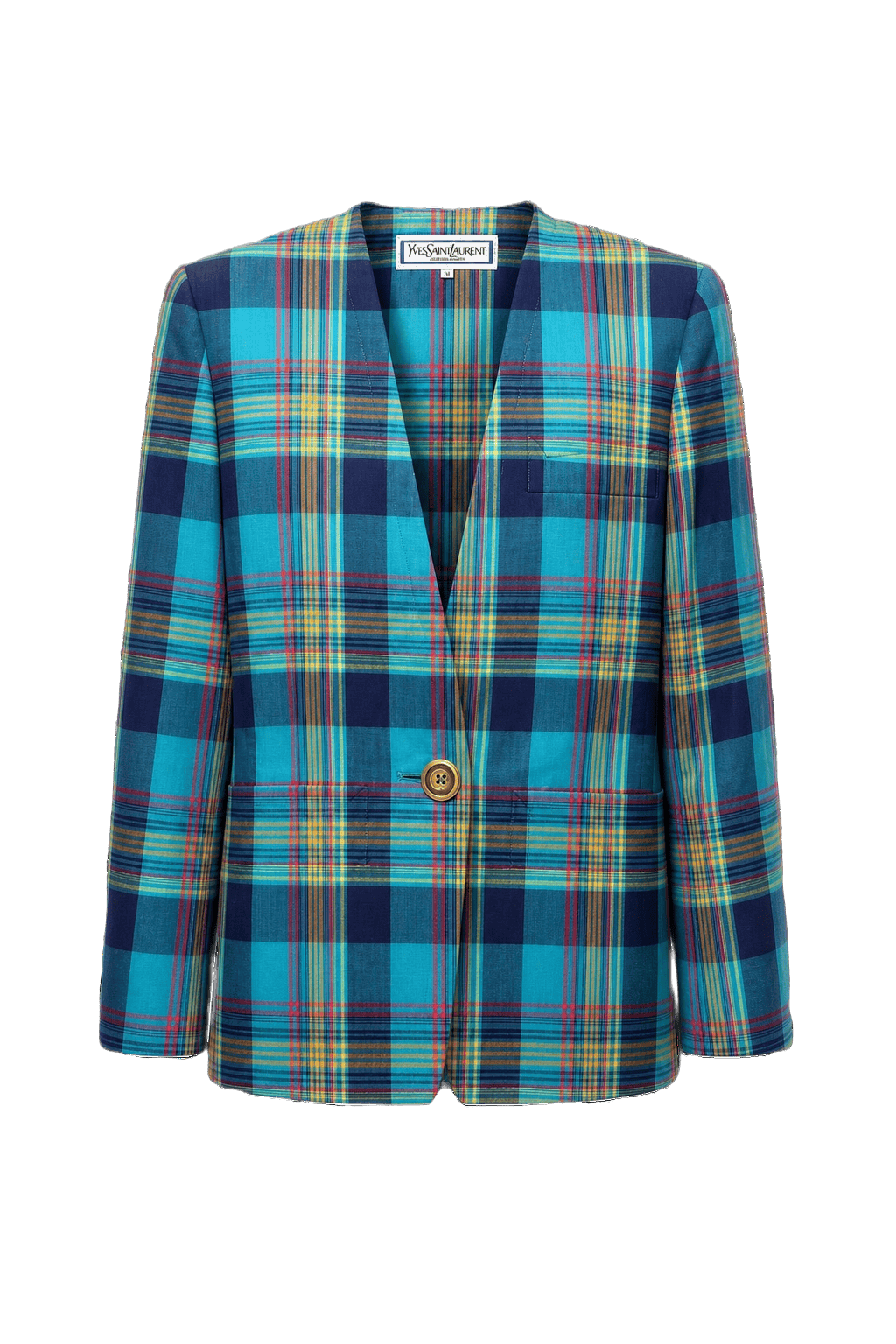 1980s Blue Cotton Blend Blazer - Front View