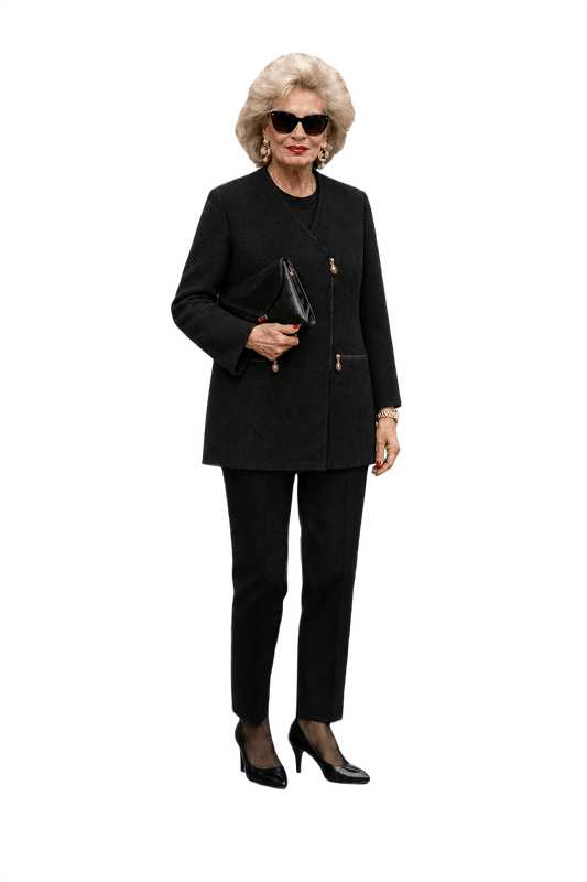 1980s Black Wool Blend Jacket - Model