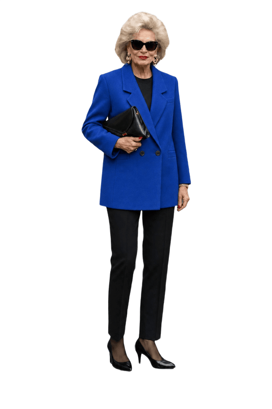 1970s Cobalt Blue Wool Blend Blazer - Model