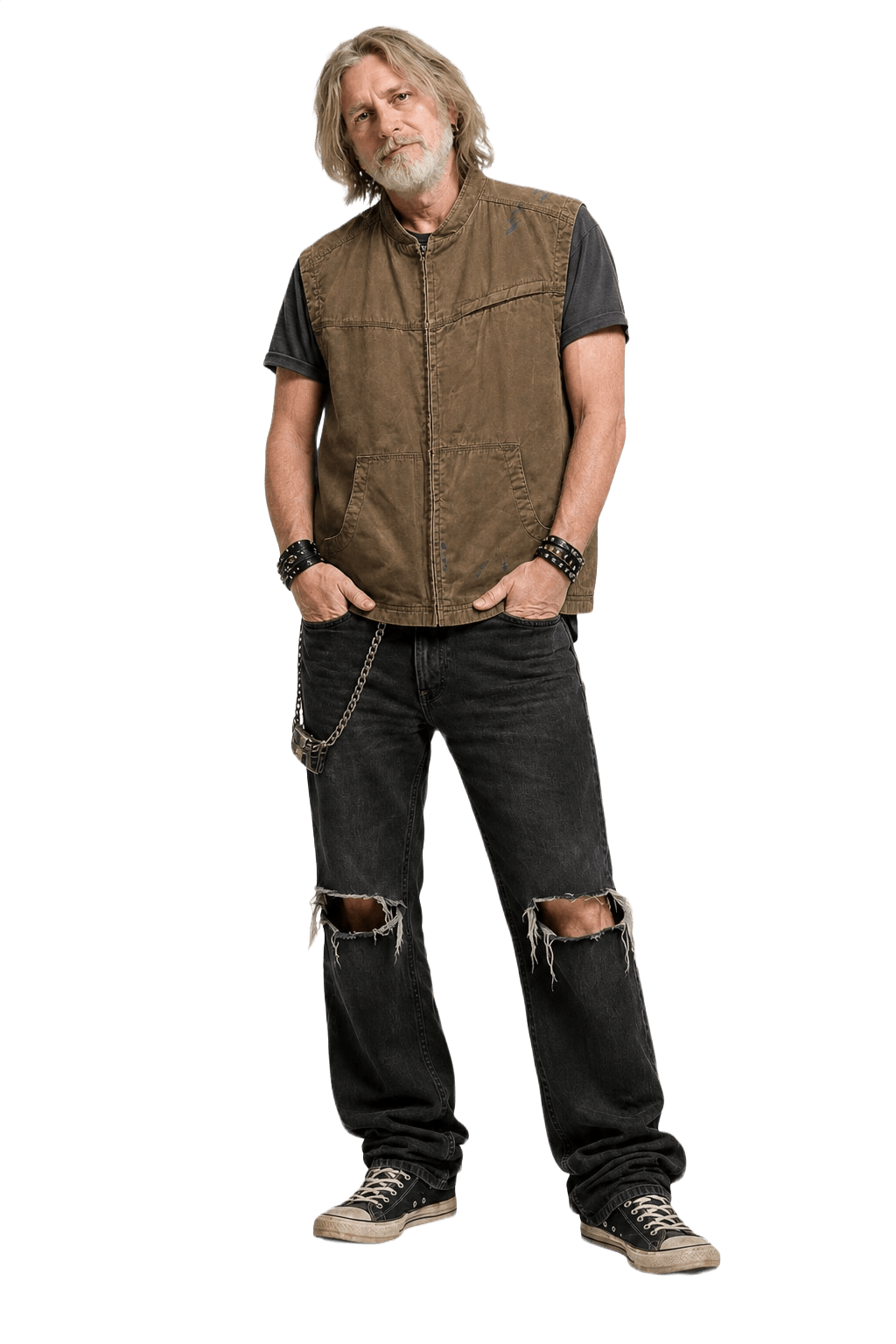 1990s Khaki Cotton Vest - Model