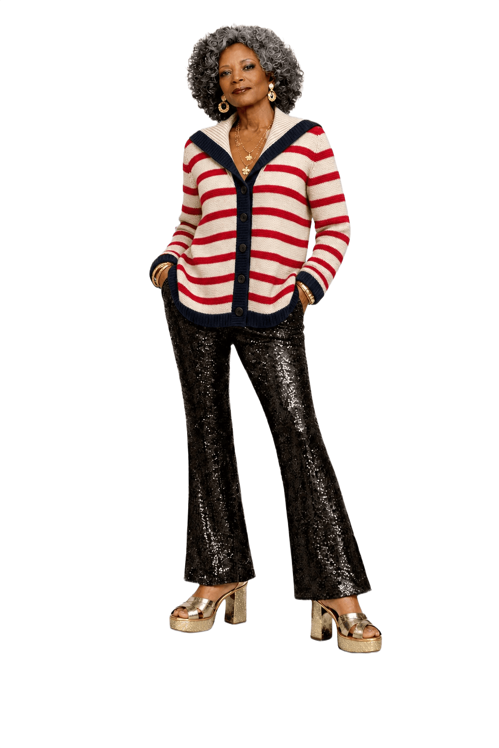 1980s Cream Wool Blend Cardigan - Model