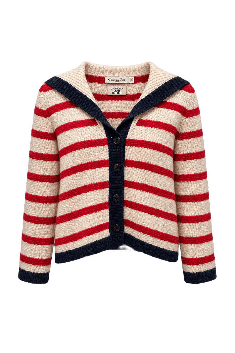 1980s Cream Wool Blend Cardigan - Front View