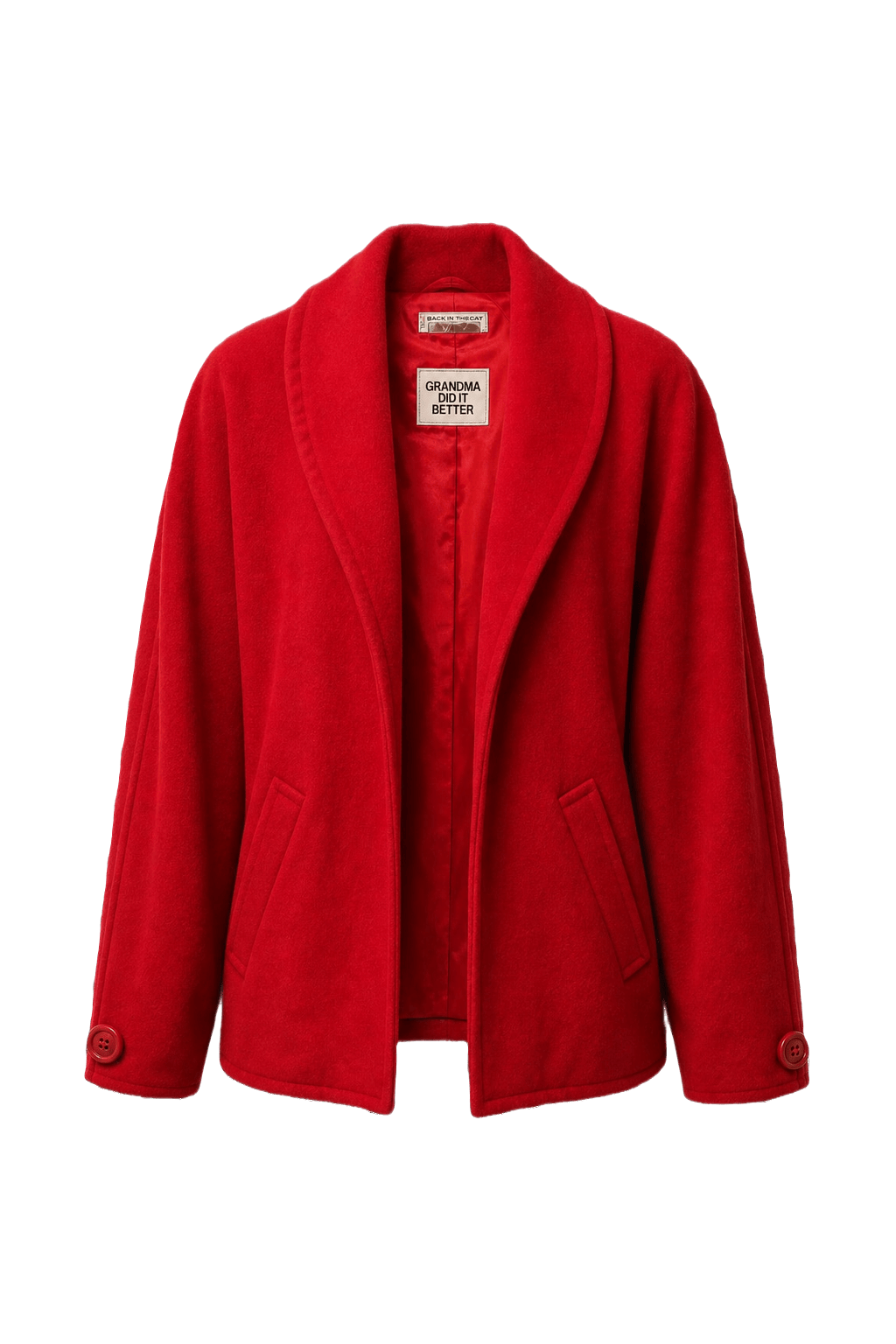 1970s Bright Red Wool Blend Jacket - Front View