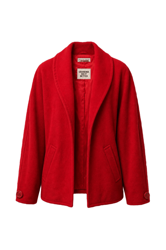 1970s Bright Red Wool Blend Jacket - Front View