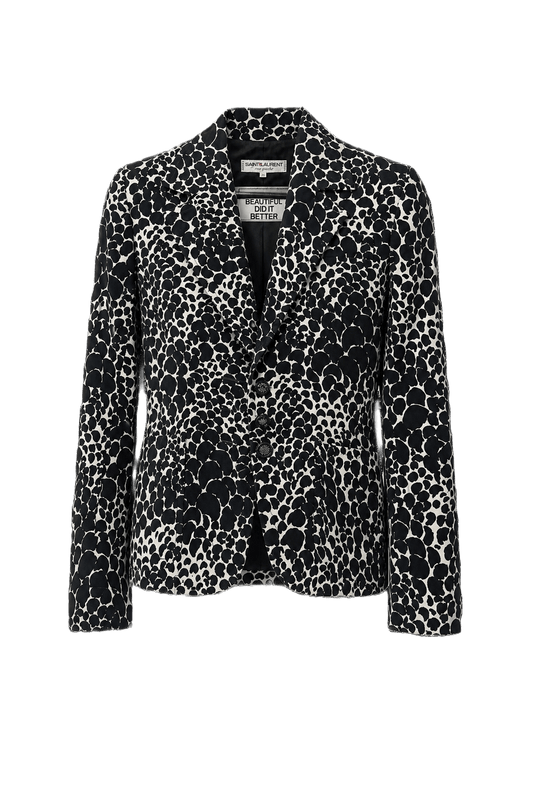 1980s Black Silk Blazer - Front View