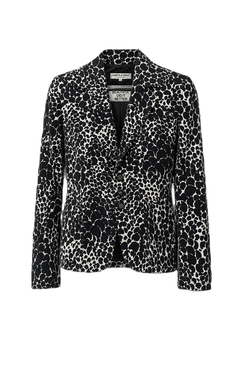 1980s Black Silk Blazer - Front View
