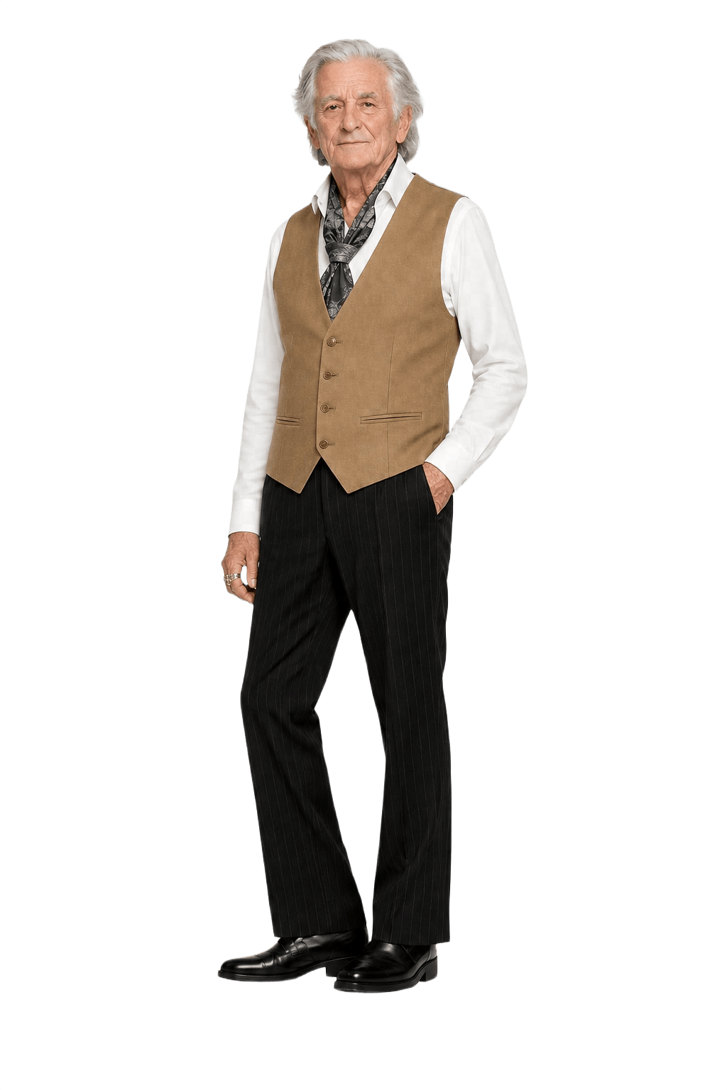 1970s Tan Wool Blend Vest - Model