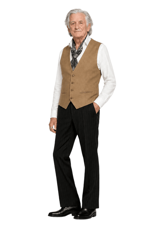 1970s Tan Wool Blend Vest - Model