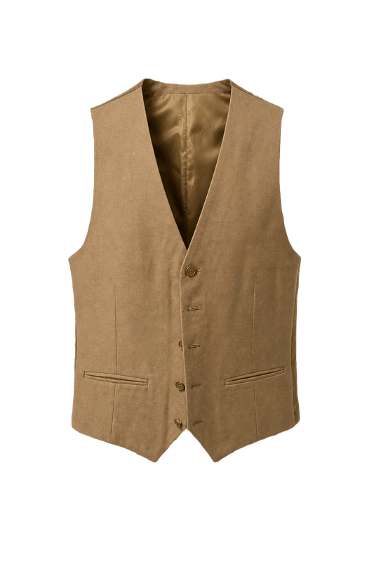 1970s Tan Wool Blend Vest - Front View