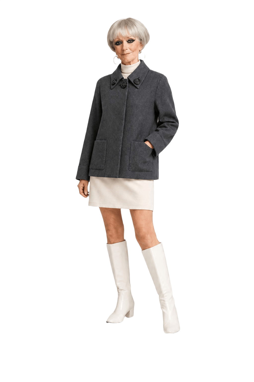1960s Charcoal Grey Wool Blend Jacket - Model