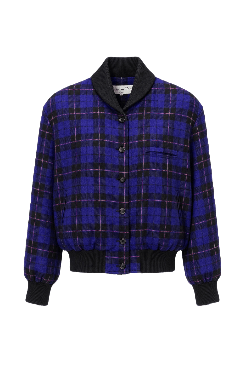 1980s Navy Blue Wool Blend Blazer - Front View