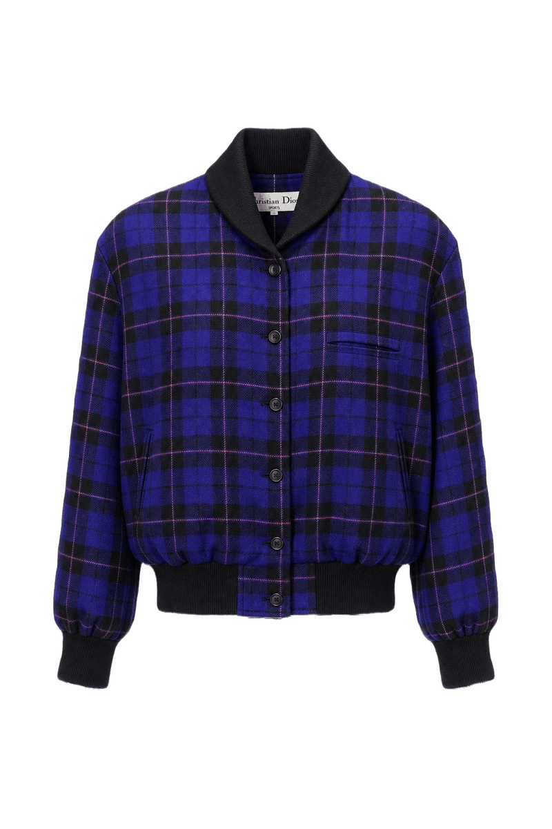 1980s Navy Blue Wool Blend Blazer - Front View