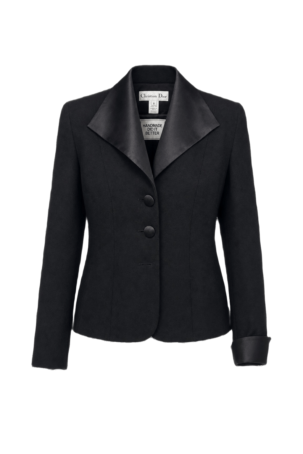 1970s Black Wool Blend Blazer - Front View