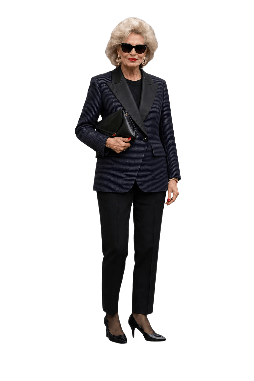 1980s Navy Blue Wool Blend Blazer - Model