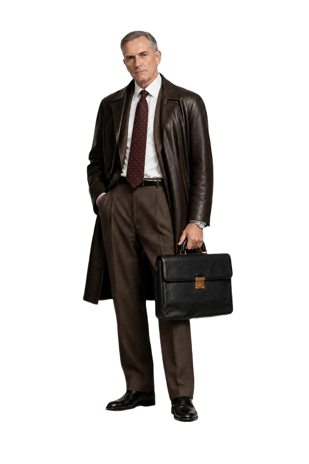 1990s Black Leather Briefcase - Model
