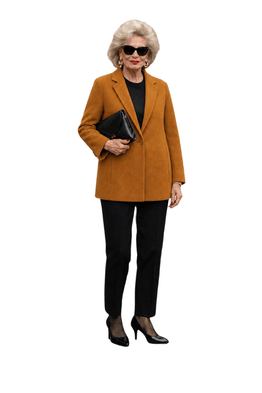1980s Burnt Orange Wool Blend Blazer - Model
