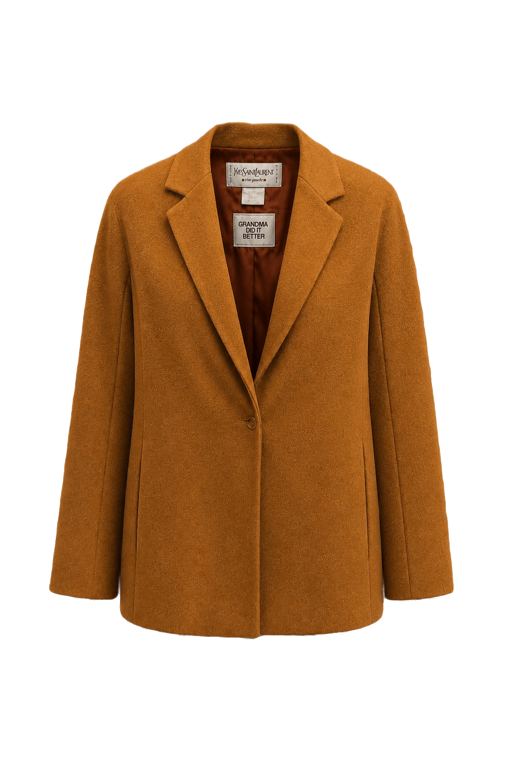 1980s Burnt Orange Wool Blend Blazer - Front View