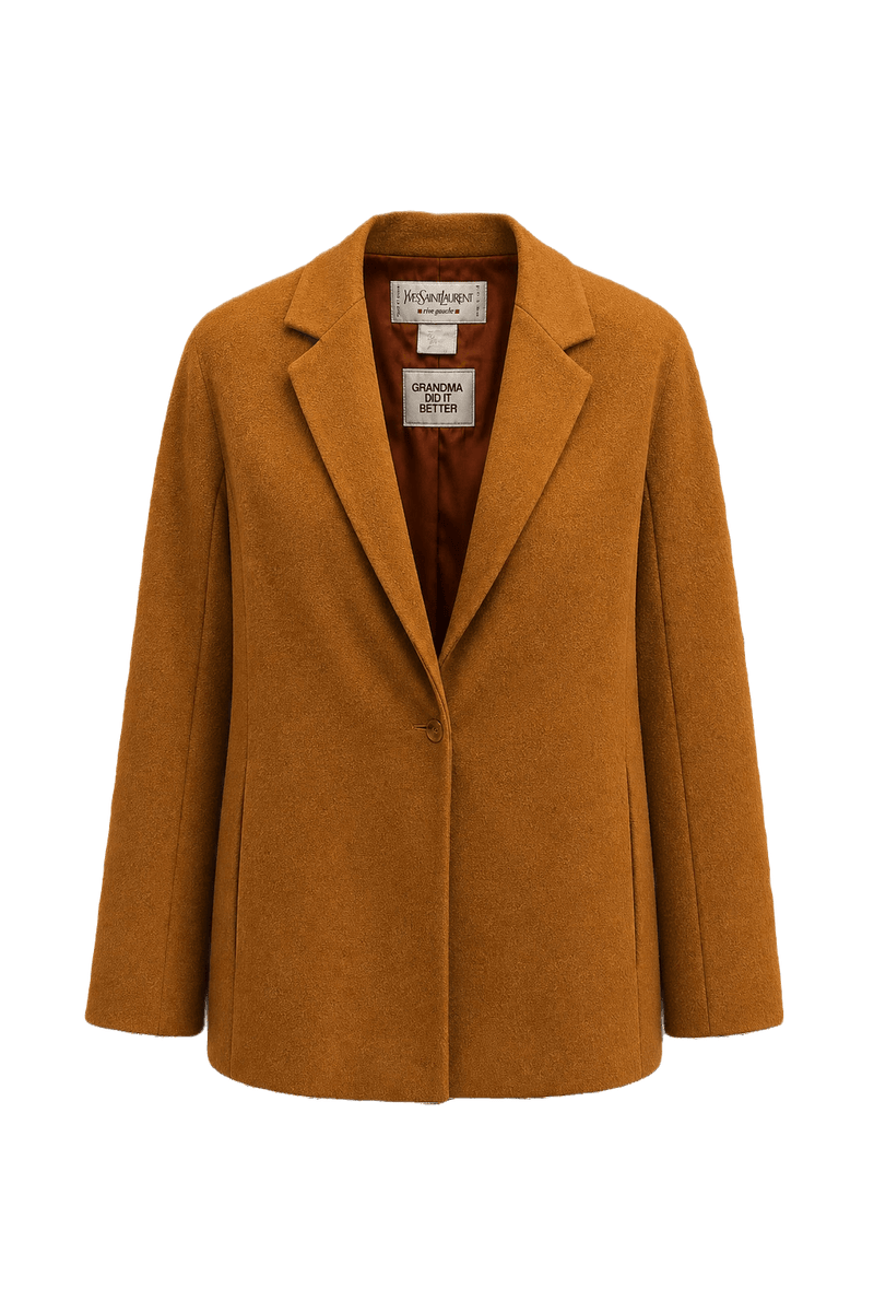 1980s Burnt Orange Wool Blend Blazer - Front View