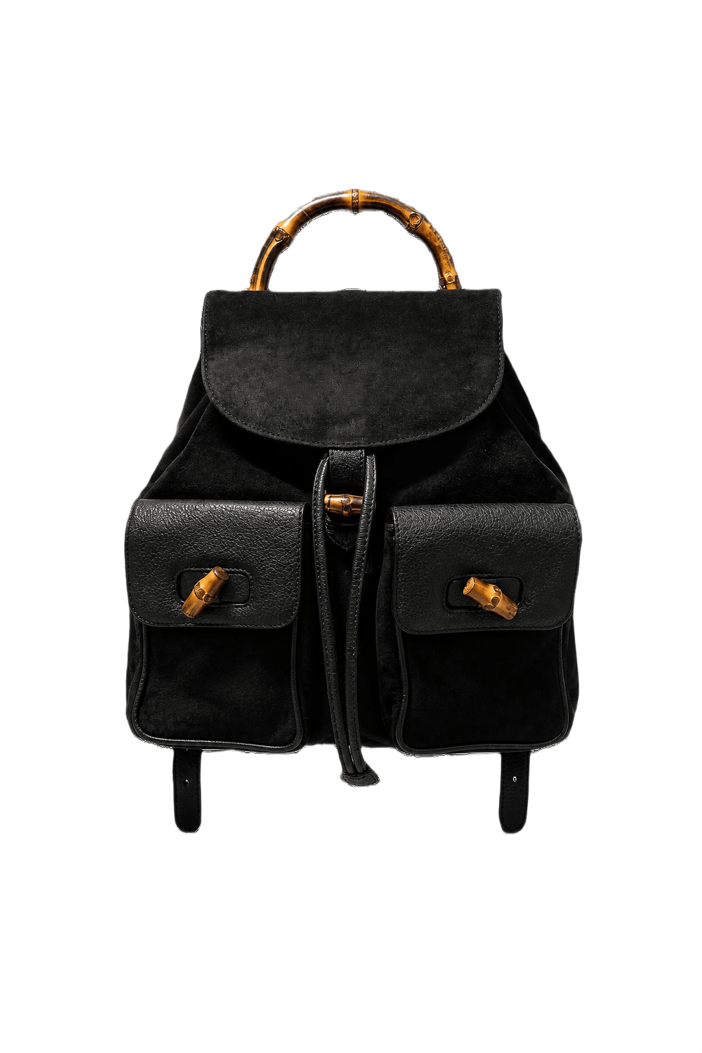 1990s Black Leather Backpack - Front View
